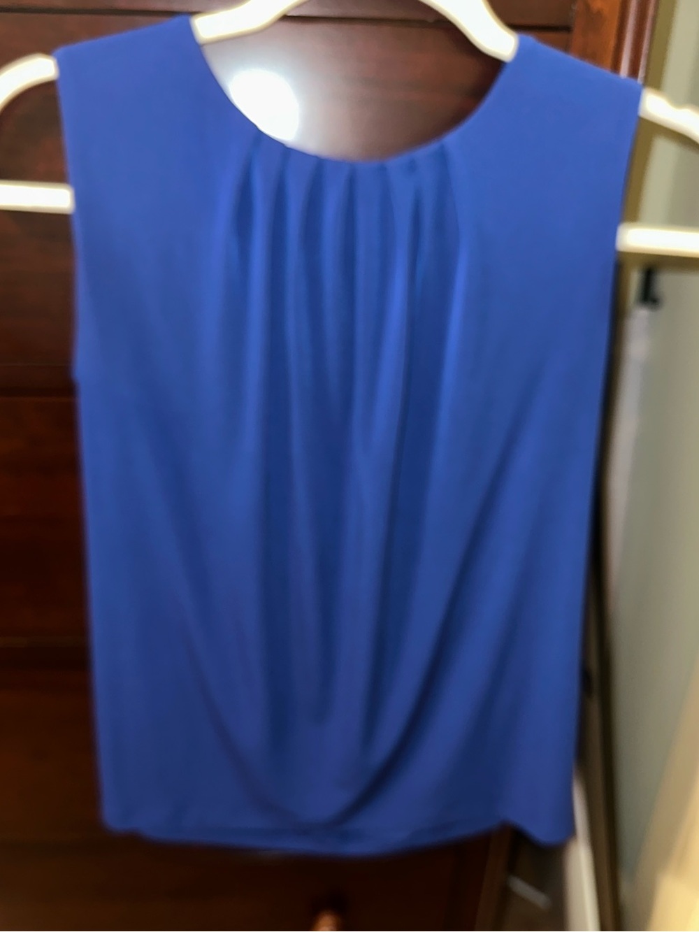 Calvin Klein Blue Pleated Sleeveless Blouse S/M
